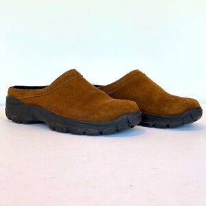 Lands’ End Brown Suede Slip-On Clogs Mules. 
Size 7.